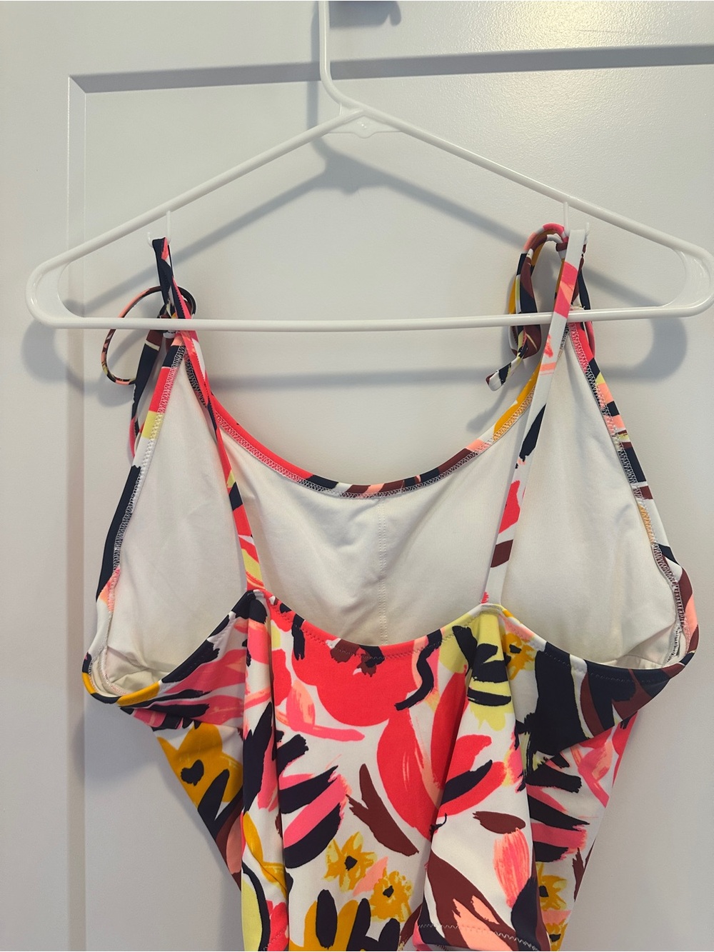 Aerie Tropical Print Scoop Neck Tie Straps One Piece Swimsuit Size Medium Womens - Picture 10 of 12